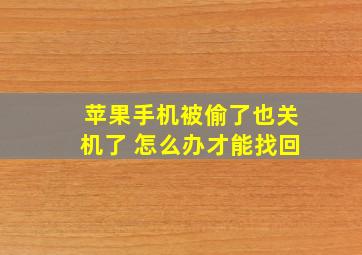 苹果手机被偷了也关机了 怎么办才能找回